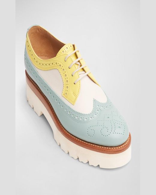 The Office Of Angela Scott White Miss Lucy Multicolored Wing-Tip Platform Loafers