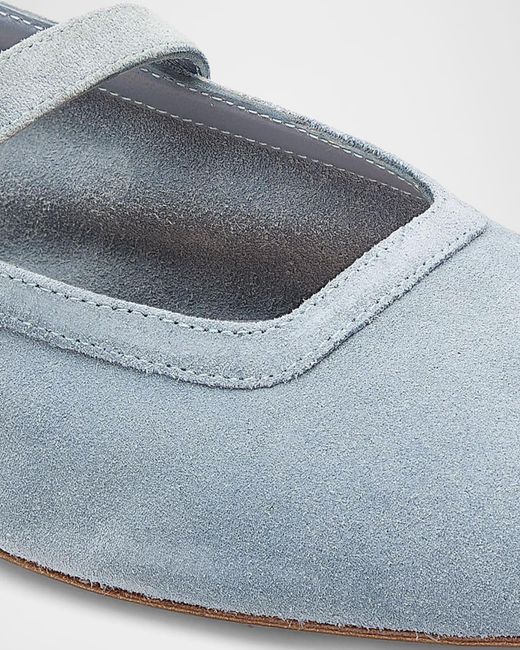 Stuart Weitzman Blue Sai Suede Ballet Flats