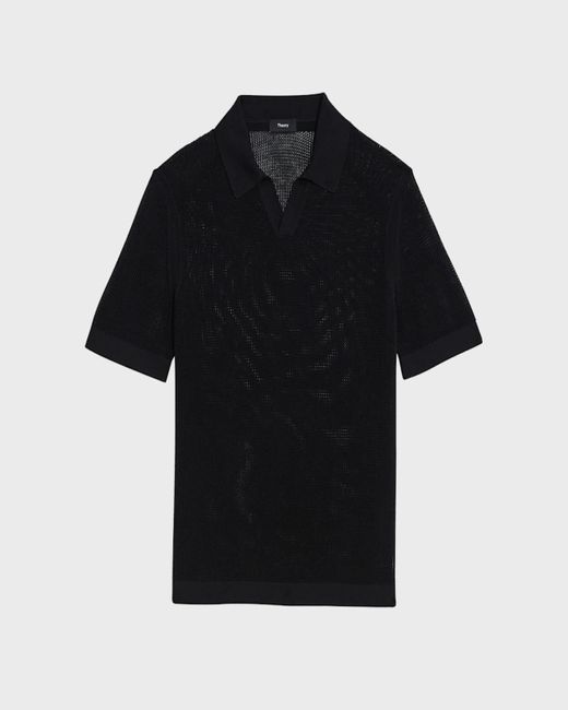 Theory Black Cairn Knit Polo Shirt for men