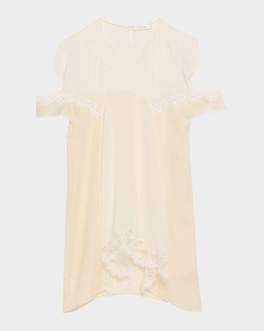 The Row Natural Desy Lace Cold-Shoulder Top