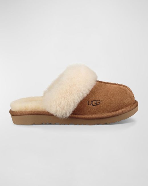 Ugg Natural Girl's Cozy Ii Suede & Shearling Slippers, Kid
