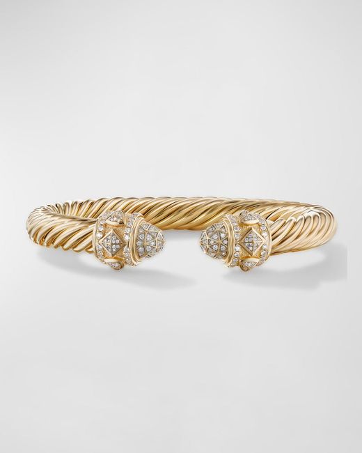 David Yurman Natural Renaissance Cable Bracelet With Diamonds In 18k Gold, 9mm, Size M
