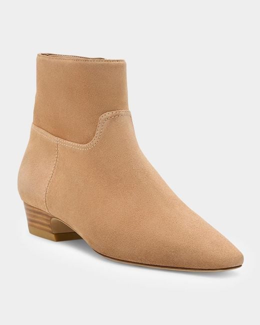 Stuart Weitzman Natural Stassi Suede Zip Ankle Boots
