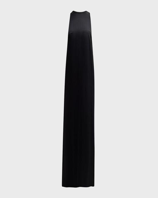 Saint Laurent Black Tied-Back Sleeveless Column Gown