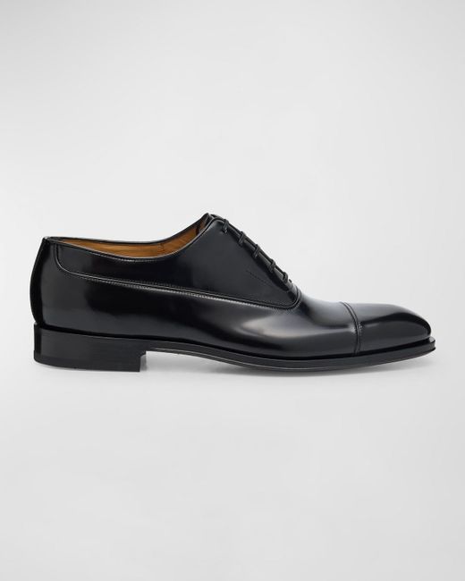 Ferragamo Black Fermin Leather Derby Shoes for men