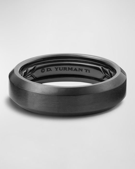 David Yurman Black Beveled Band Ring In Titanium, 6mm for men