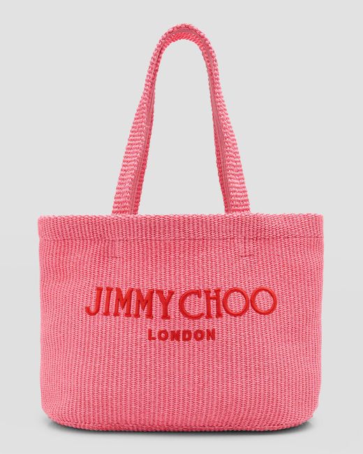 Jimmy Choo Pink Logo London Beach Tote Bag