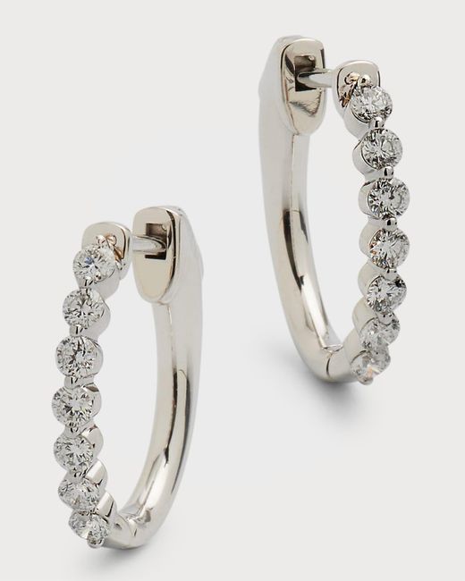 Neiman Marcus Natural 18k White Gold Diamond Huggie Earrings