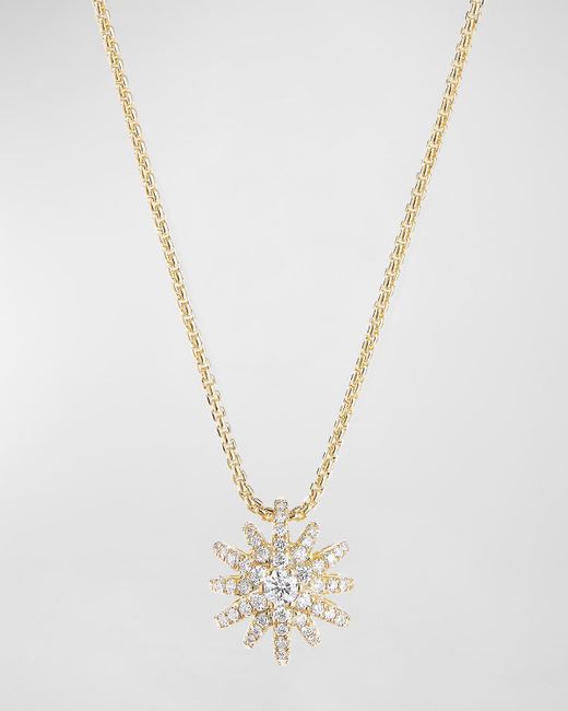 David Yurman White Starburst Pendant 18k Diamond Pave Necklace