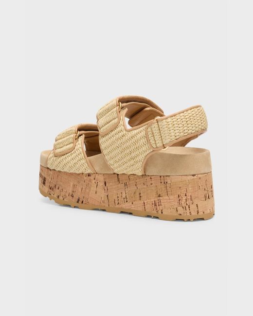 Miu Miu Natural Raffia Dual-Grip Slingback Platform Sandals