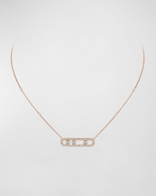 Messika White Move Pave 18k Rose Gold Diamond Pavé Necklace