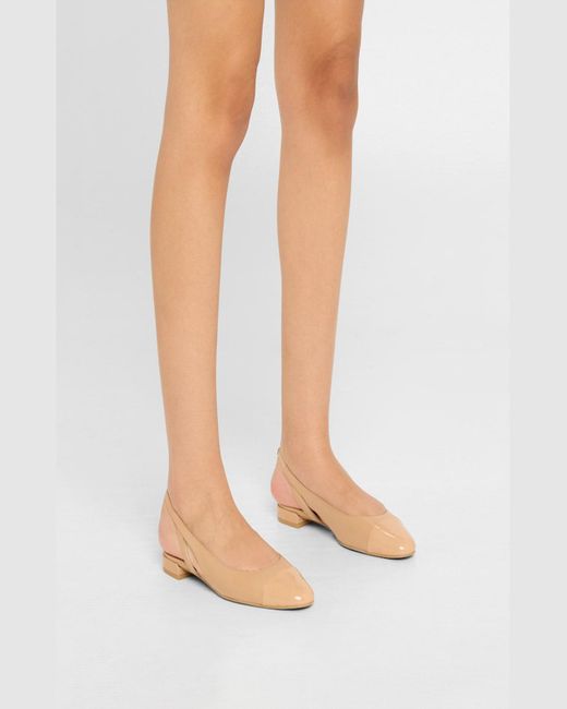 Stuart Weitzman White Sleek Leather Slingback Ballerina Flats