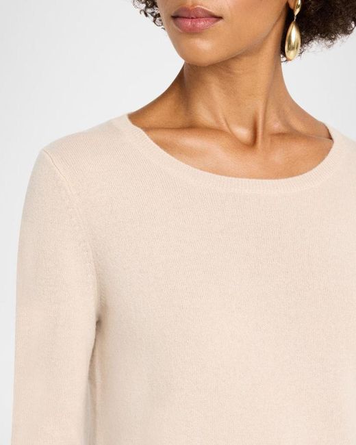 Neiman Marcus Natural Cashmere Basic Crewneck Top