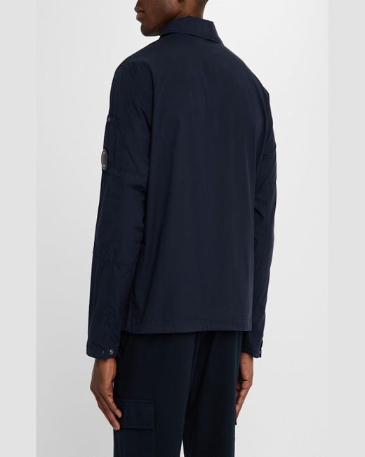 C P Company Blue Cotton Ripstop Overshirt for men