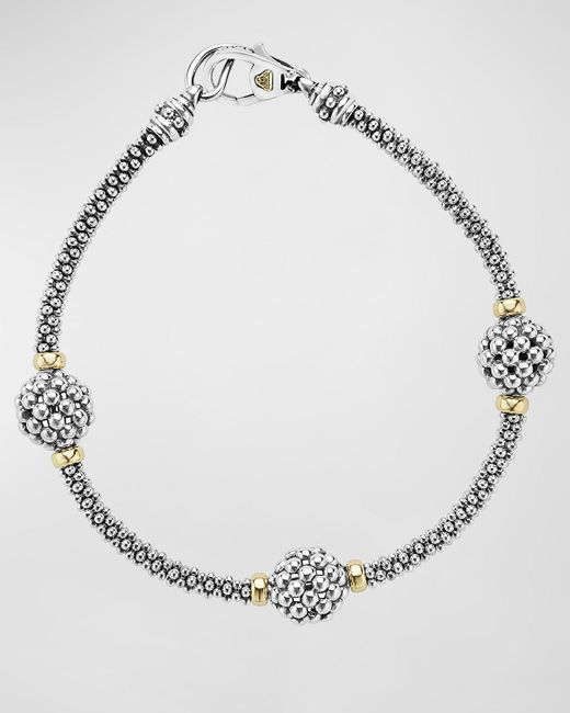 Lagos Metallic 10Mm Caviar Ball Station Bracelet, Size 7"