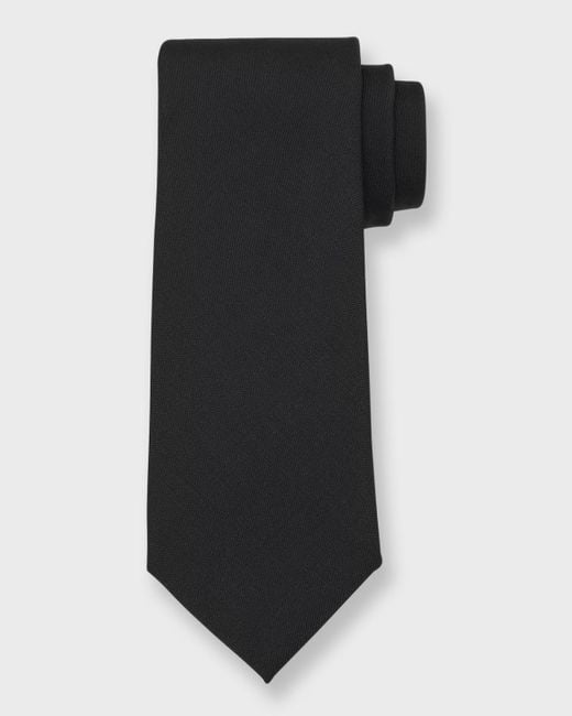 Brunello Cucinelli Black Solid Wool-cotton Tie for men