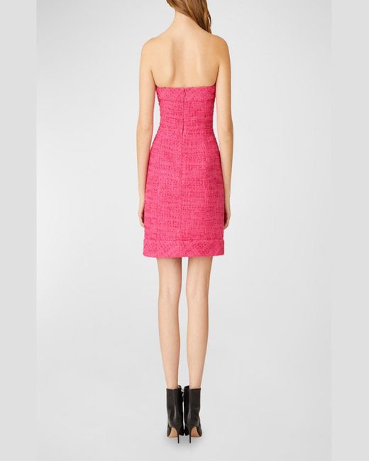 Shoshanna Red Laila Strapless A-Line Tweed Mini Dress