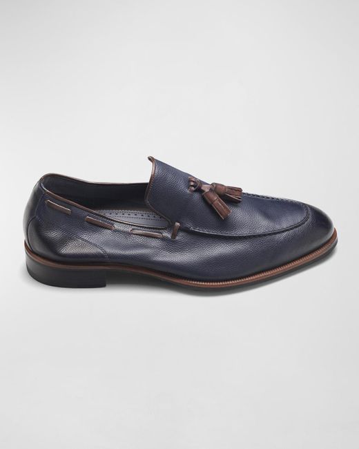 Di Bianco Blue Napoli Tassel Leather Loafers for men