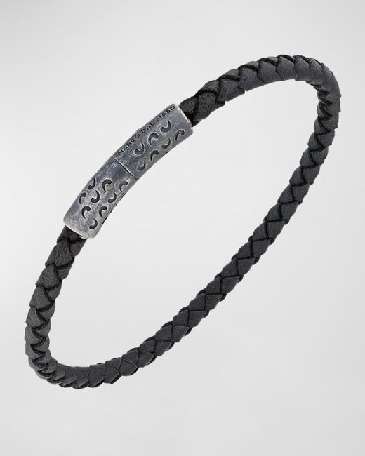 MARCO DAL MASO Metallic Lash Woven Leather Bracelet With Trigger Clasp for men