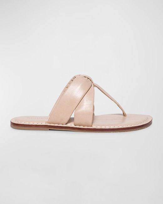 Bernardo White Leather Flat Thong Slide Sandals