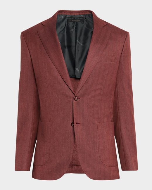 Brioni Red Apos;S Herringbone Single-Breasted Blazer for men