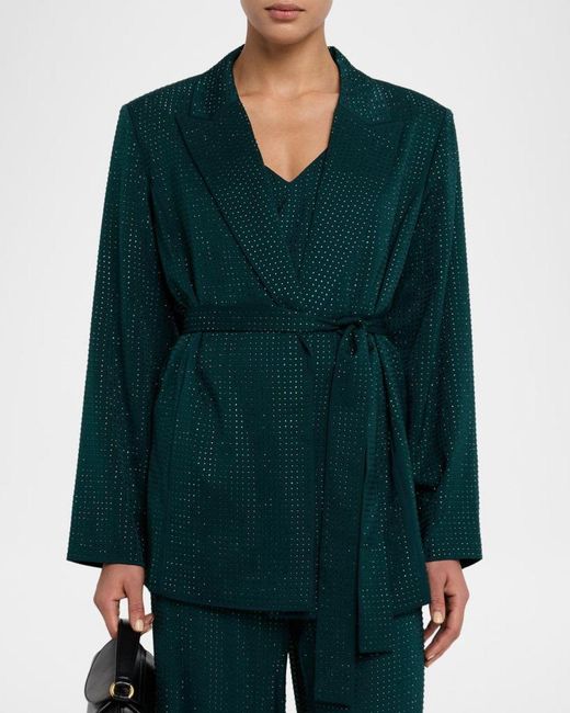 Emanuel Ungaro Blue Rhinestone Wrap-Front Jacket