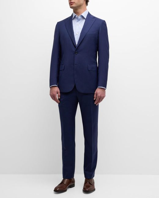 Brioni Blue Tonal Check Wool Suit for men