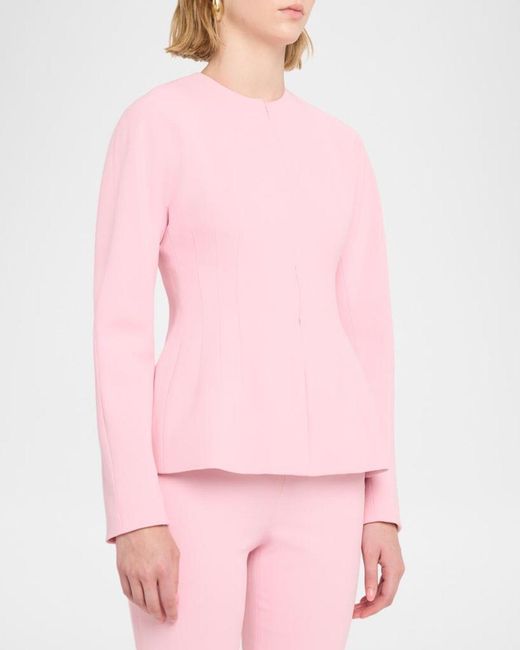Alberta Ferretti Pink Collarless Peplum Jacket