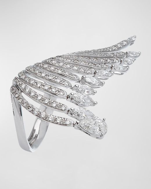 Krisonia 18k White Gold Ring With Multi Row Diamonds