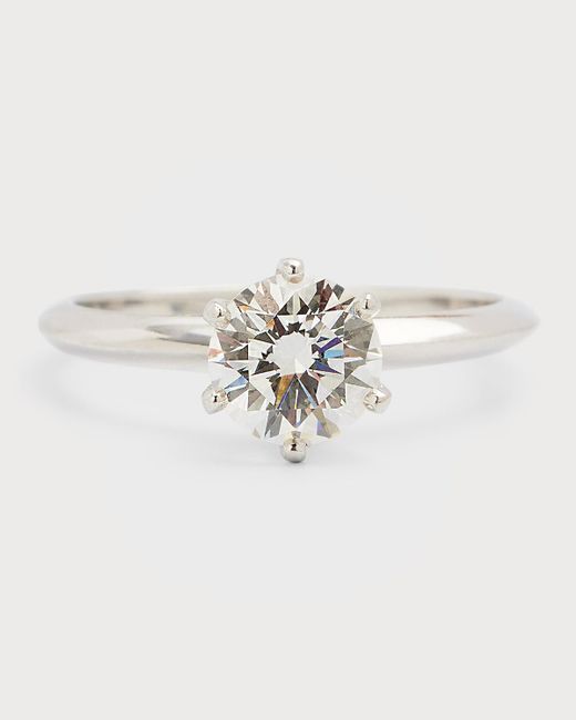 NM Estate White Tiffany Platinum 6-prong Modern Diamond Ring, Size 6