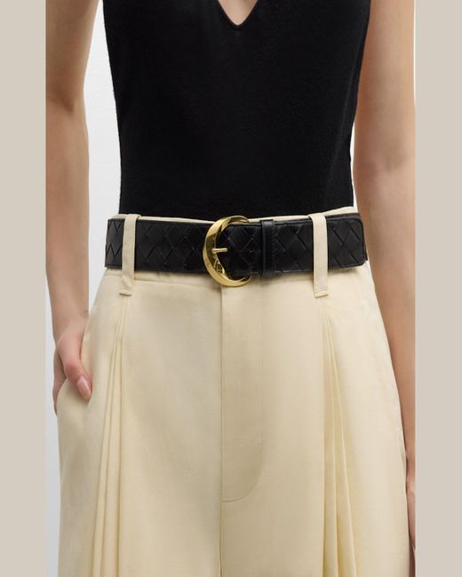 Bottega Veneta Multicolor Bevel Buckled Woven Leather Belt