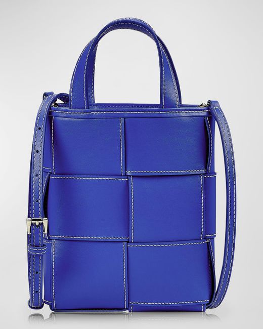 Gigi New York Blue Chloe Mini Woven Shopper Top-Handle Bag