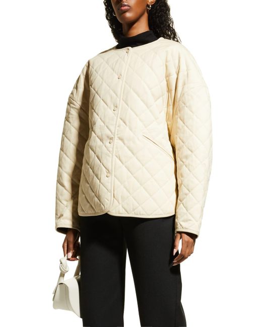 Totême Quilted Oversize Canvas Jacket in Natural Lyst