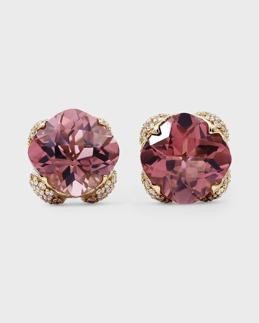 Stephen Dweck Red Pink Tourmaline And Diamond Earrings