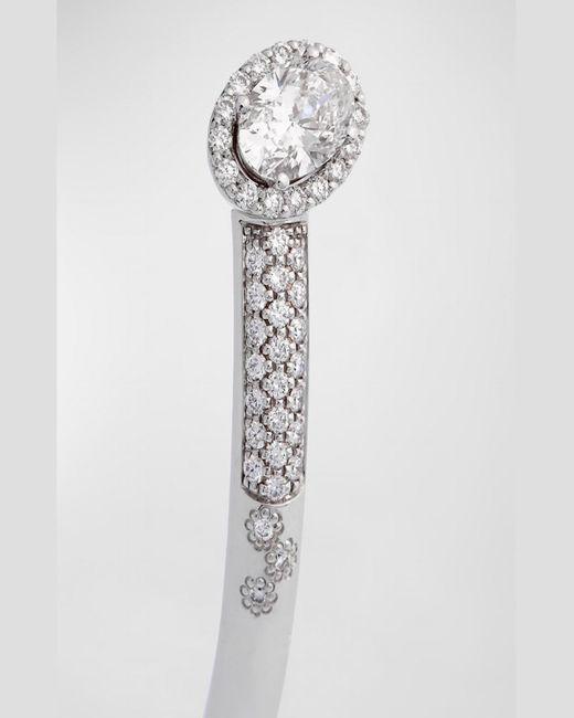 Krisonia 18k White Gold Cuff Bracelet With Mixed-cut Diamonds