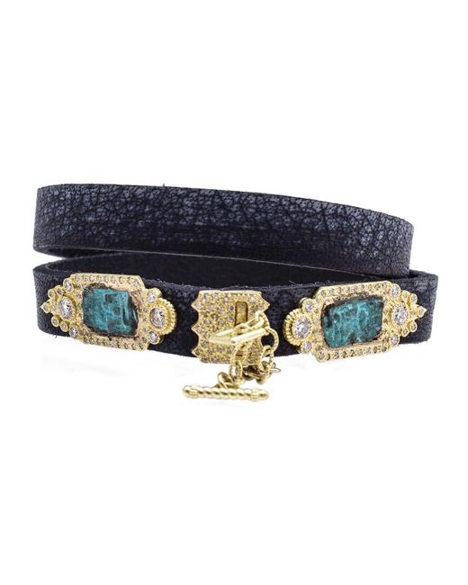 Armenta Blue Sueno Double-Wrap Leather Bracelet