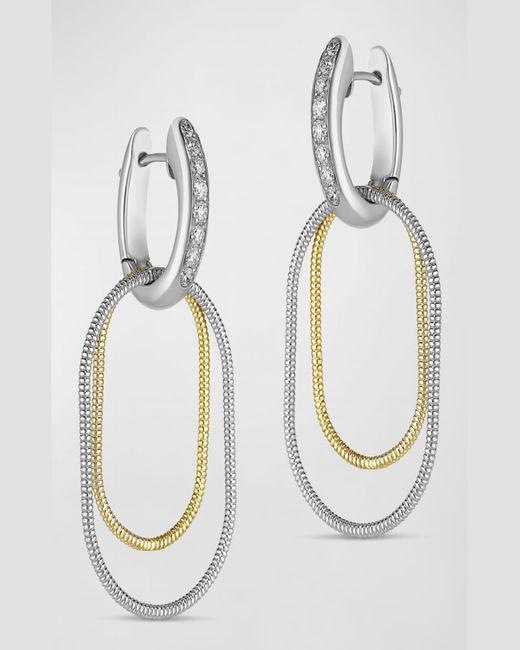 Miseno Metallic Sabbia D'oro 18k Yellow And White Gold Diamond Dangle Earrings