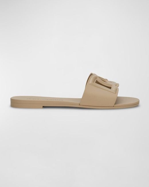 Dolce & Gabbana White Cut-Out Dg Rubber Sandals