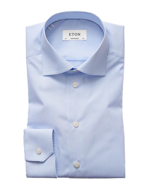Eton of Sweden Blue Contemporary-fit Fine Stripe Dress Shirt for men