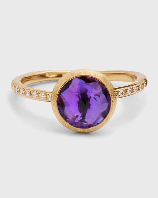 Marco Bicego Purple Jaipur Color 18k Gold Amethyst & Diamond Stackable Ring, Size 7