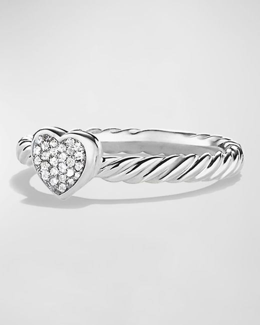 David Yurman Gray Petite Pave Heart Ring With Diamonds