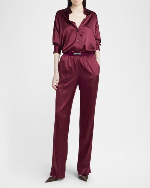 Tom Ford Red Button-Down Silk Shirt