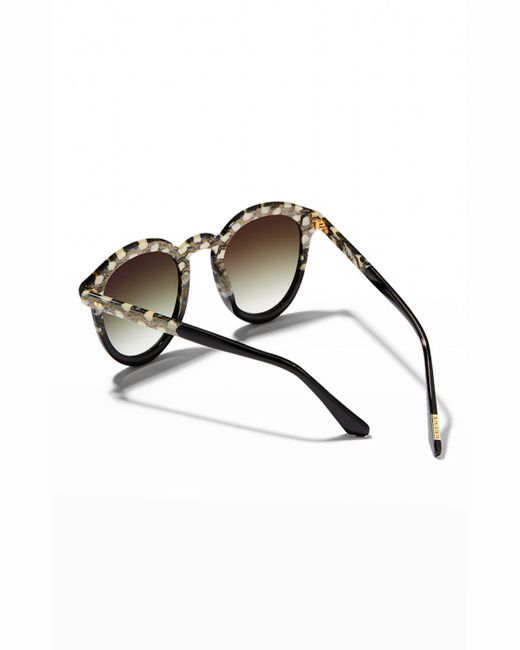 Krewe Natural Collins Round Patterned Acetate Sunglasses