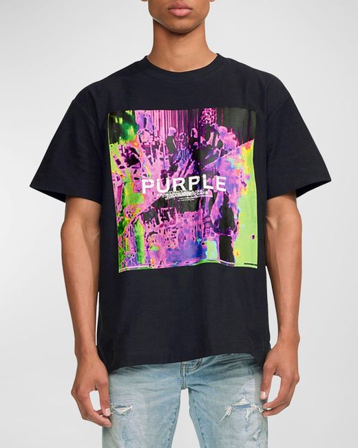 Purple Black Textured Jersey Graphic T-shirt for men