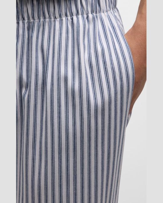 Petite Plume Blue Cotton Multi-Stripe Pajama Pants for men