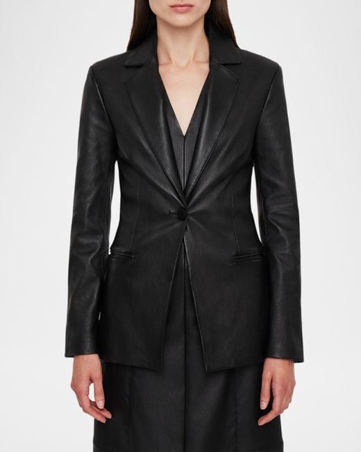 Joseph Black Pascal Single-Button Leather Jacket