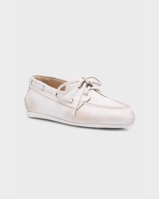 Miu Miu Brown Leather Lace-Up Moccasins