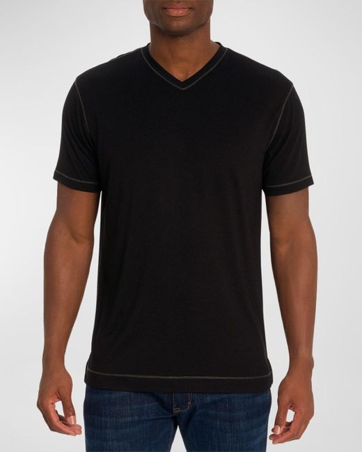 Robert Graham Black Eastwood V-Neck T-Shirt for men