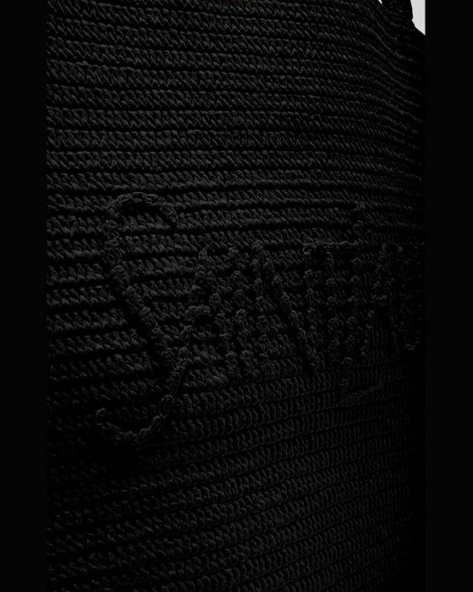 Saint Laurent Black East-West Logo Raffia Tote Bag