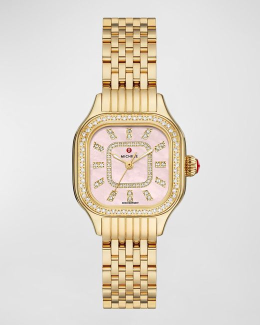 Michele Metallic 29mm Meggie Diamond Dial And Mother-of-pearl Watch